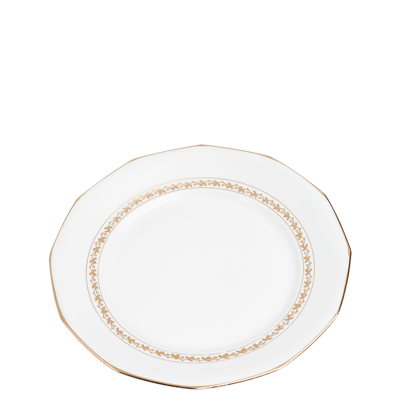 Petite assiette Vintage blanche et dorée Ø 18-20 cm