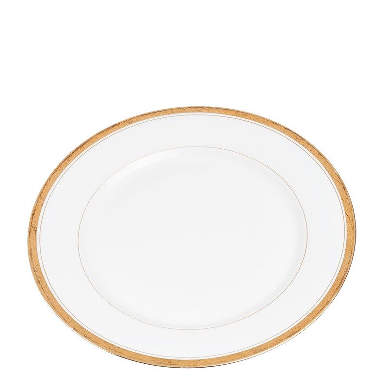 Grande assiette Vintage blanche et dorée Ø 23-25 cm