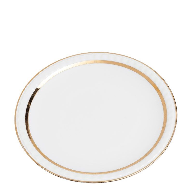 Grande assiette Vintage blanche et dorée Ø 23-25 cm