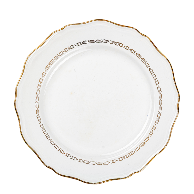 Menüteller Vintage Weiss-Gold Ø 23-25 cm