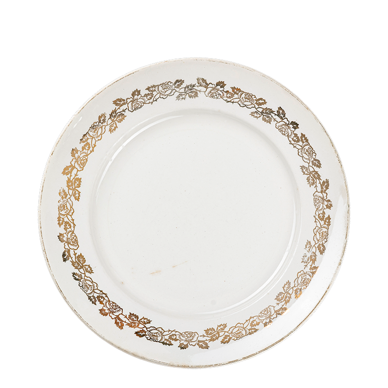Menüteller Vintage Weiss-Gold Ø 23-25 cm