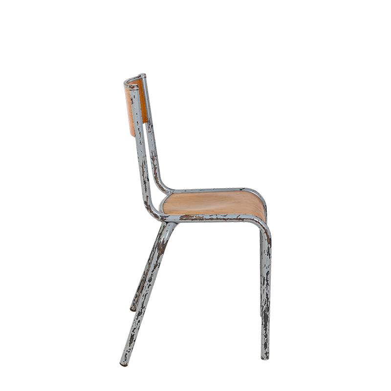 Schul-Stuhl aus Holz und Stahl Vintage