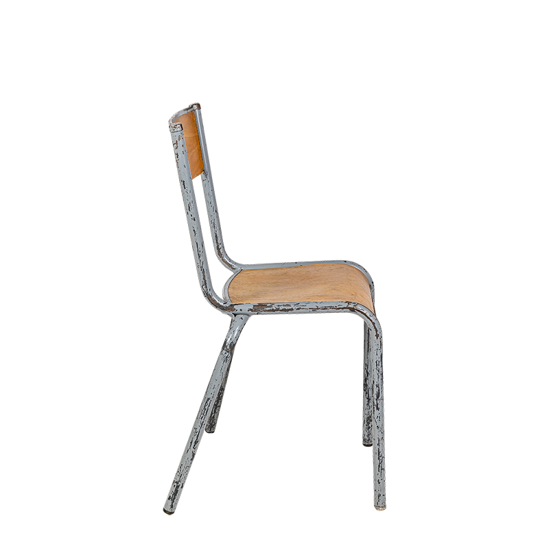 Schul-Stuhl aus Holz und Stahl Vintage