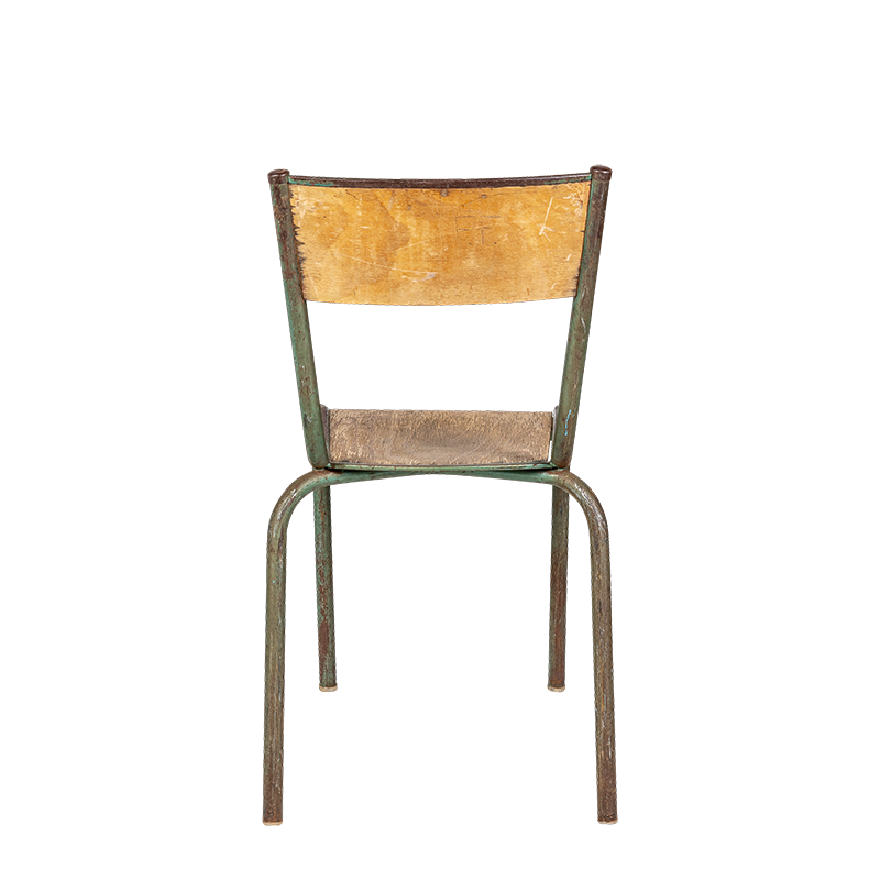 Schul-Stuhl aus Holz und Stahl Vintage