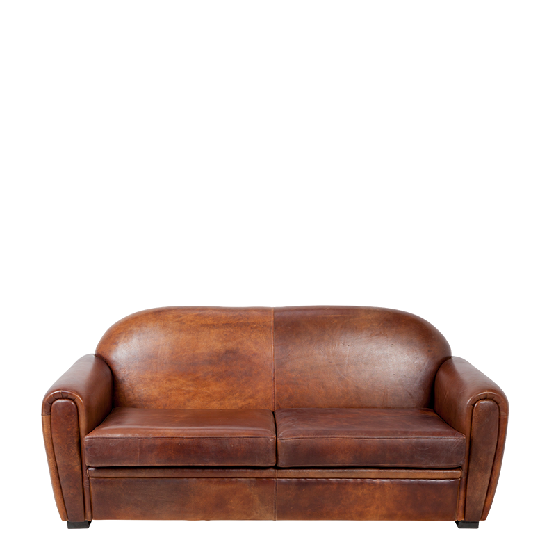 Sofa zwei Plätze Club Leder braun 190 x 83 cm H 97 cm