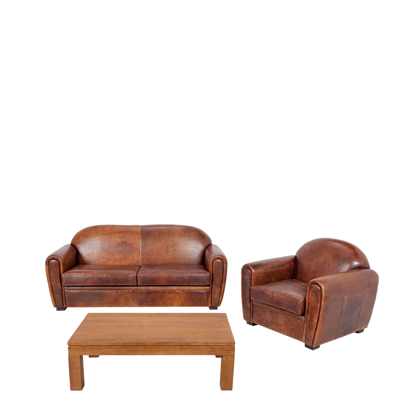 Sofa zwei Plätze Club Leder braun 190 x 83 cm H 97 cm