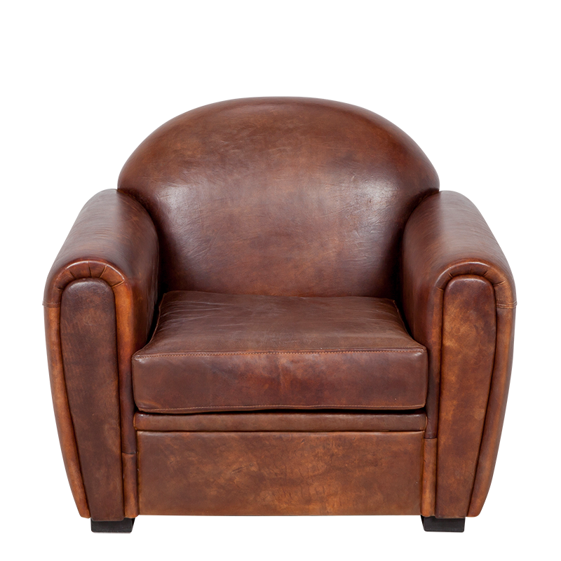 Vermietung Sessel Club aus braunem Leder 100 x 83 cm H 97 cm - Options
