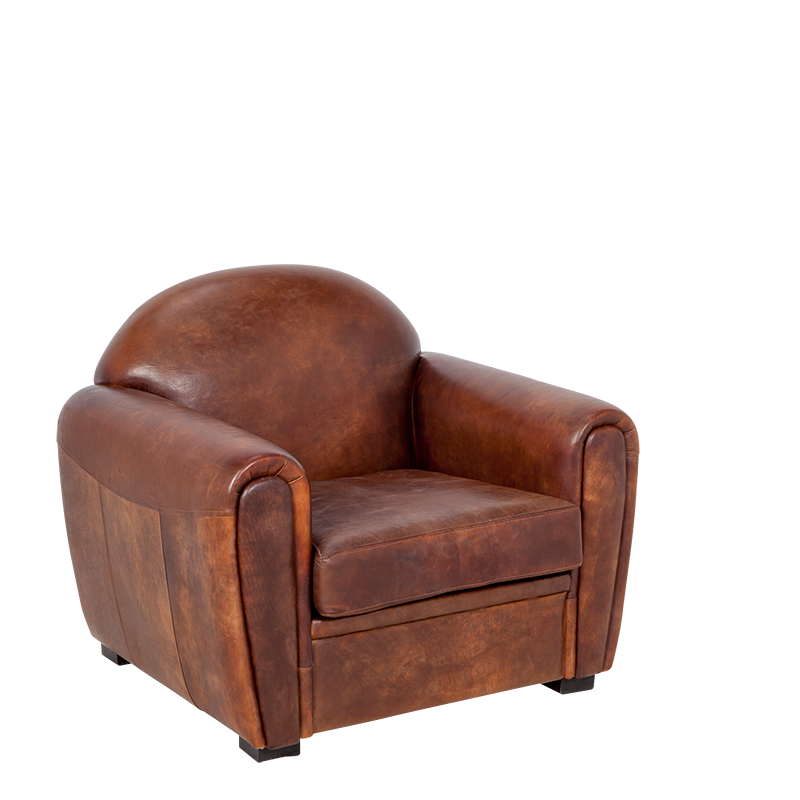 Fauteuil Club cuir marron 100 x 83 cm H 97 cm