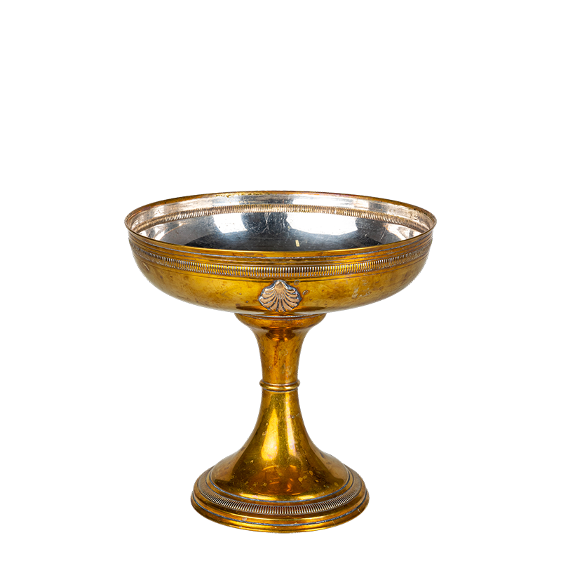 Metallschale auf Fuss Vintage 1 L