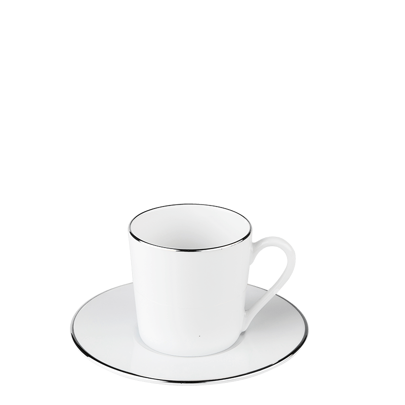 Tasse et sous tasse à café Plane Filet Argent 12 cl