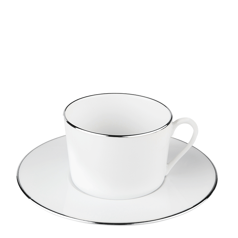 Tasse et sous-tasse à thé Plane filet Argent 22 cl