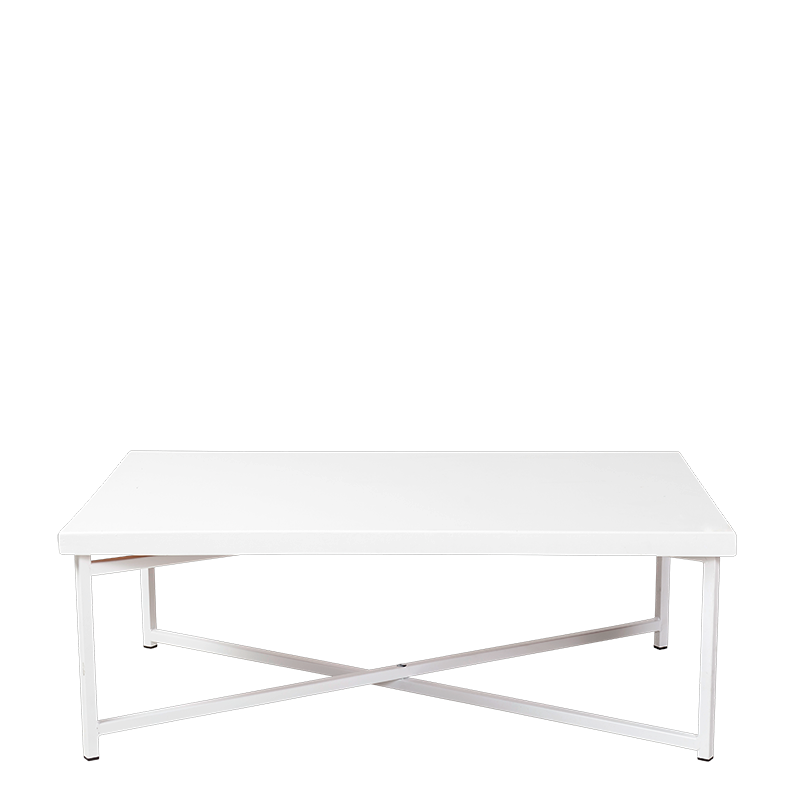 Couchtisch Kreuzgestell weiss Platte weiss 64 x 101 cm H 35 cm