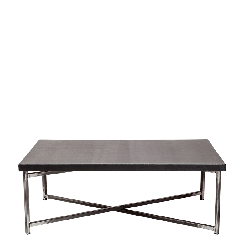 Table basse croisée acier plateau noir 64 x 101 cm H 35 cm