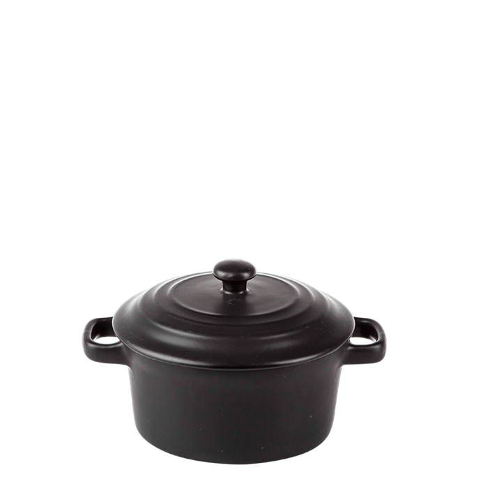 Cocotte individuelle noire avec couvercle Ø 10 cm 25 cl