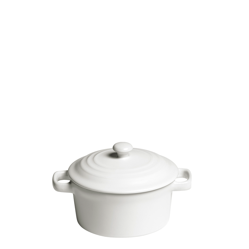 Cocotte individuelle blanche avec couvercle Ø 10 cm 25 cl