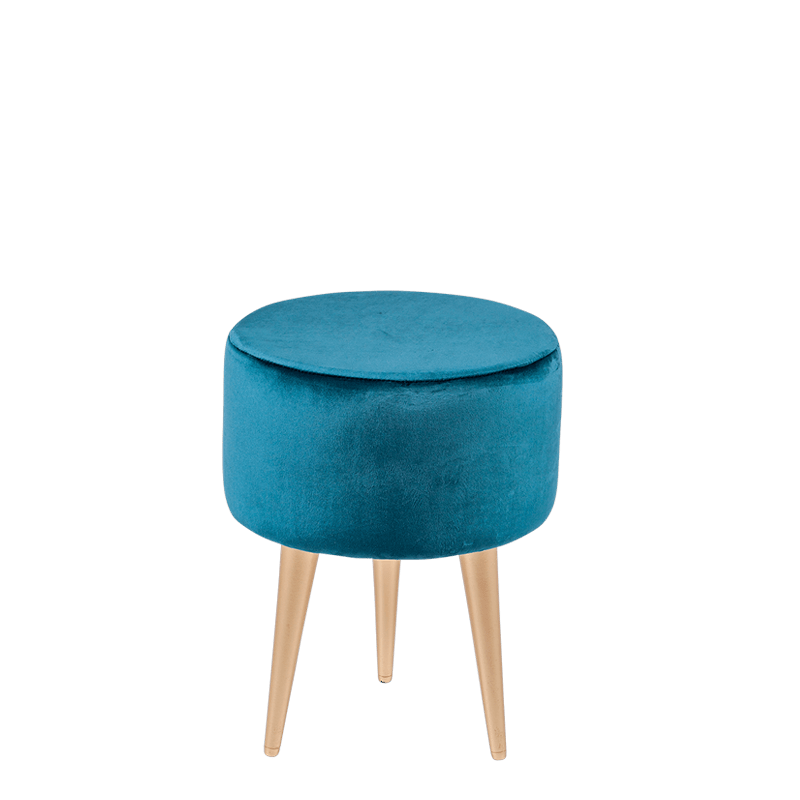 Pouf Juliette velours bleu vert Ø 35 cm H 44 cm