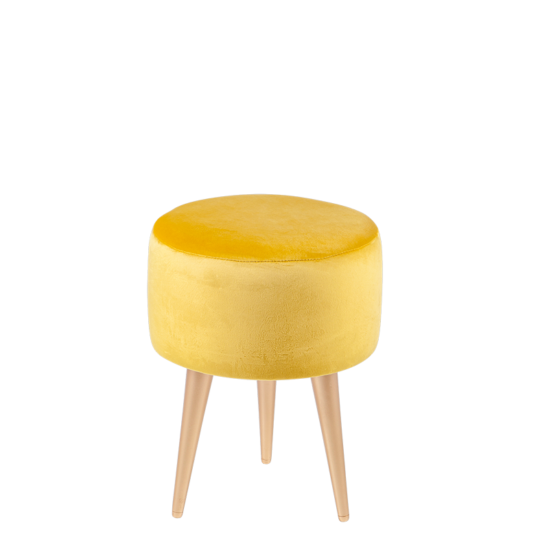 Pouf Juliette velours jaune moutarde Ø 35 cm H 44 cm