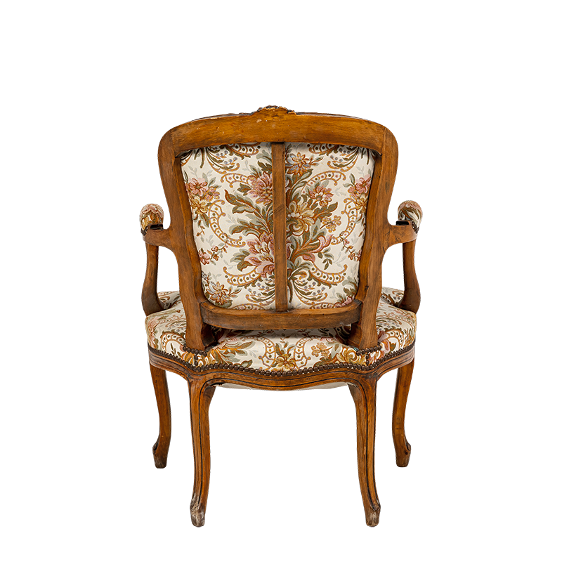 Fauteuil bohème motifs floraux vintage