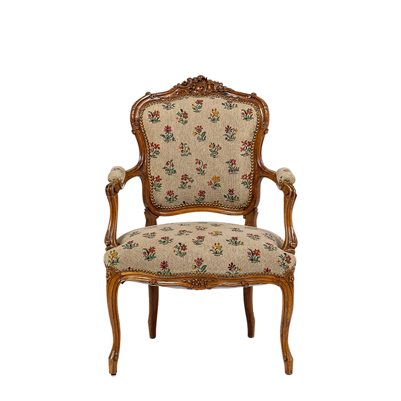 Fauteuil bohème motifs floraux vintage