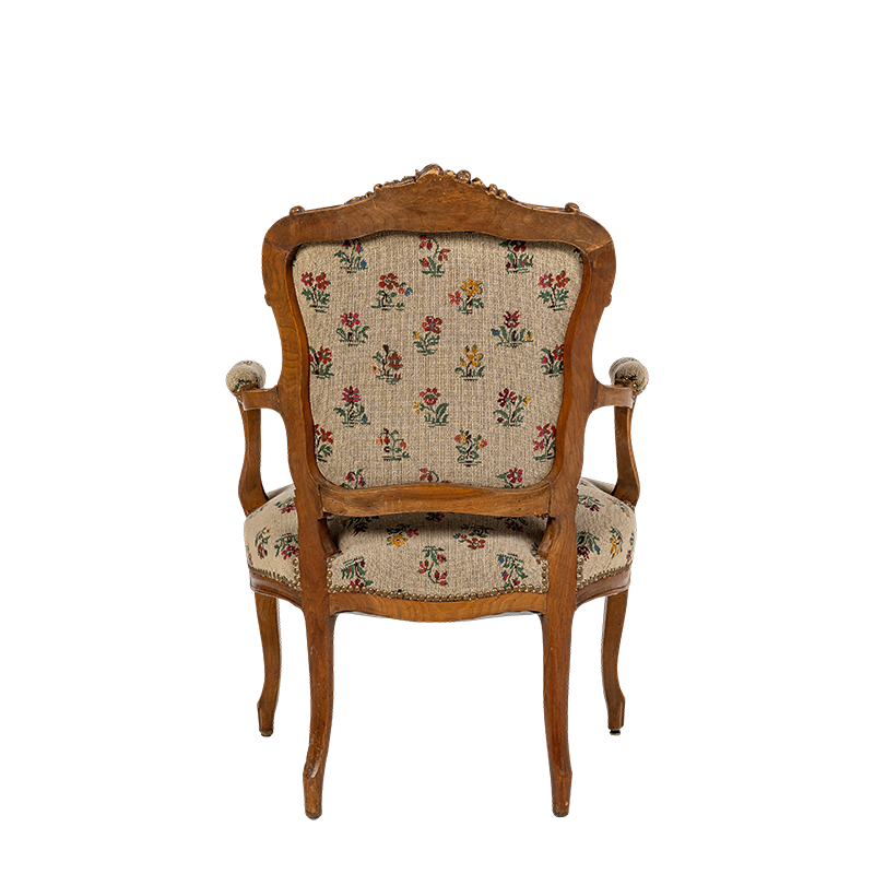 Fauteuil bohème motifs floraux vintage