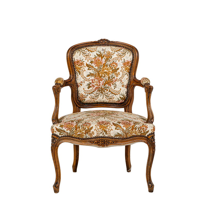 Fauteuil bohème motifs floraux vintage