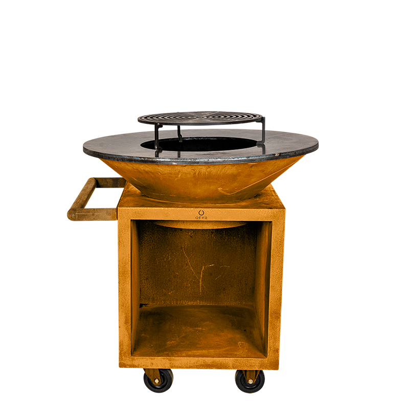 Grill / Feuerschale Corten mit Rost Ø 95 cm H 115 cm