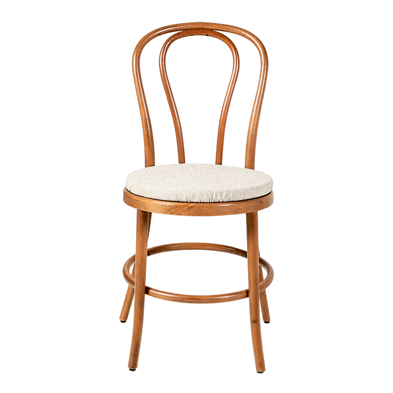 Chaise Bistrot teinte noyer avec galette lin ficelle