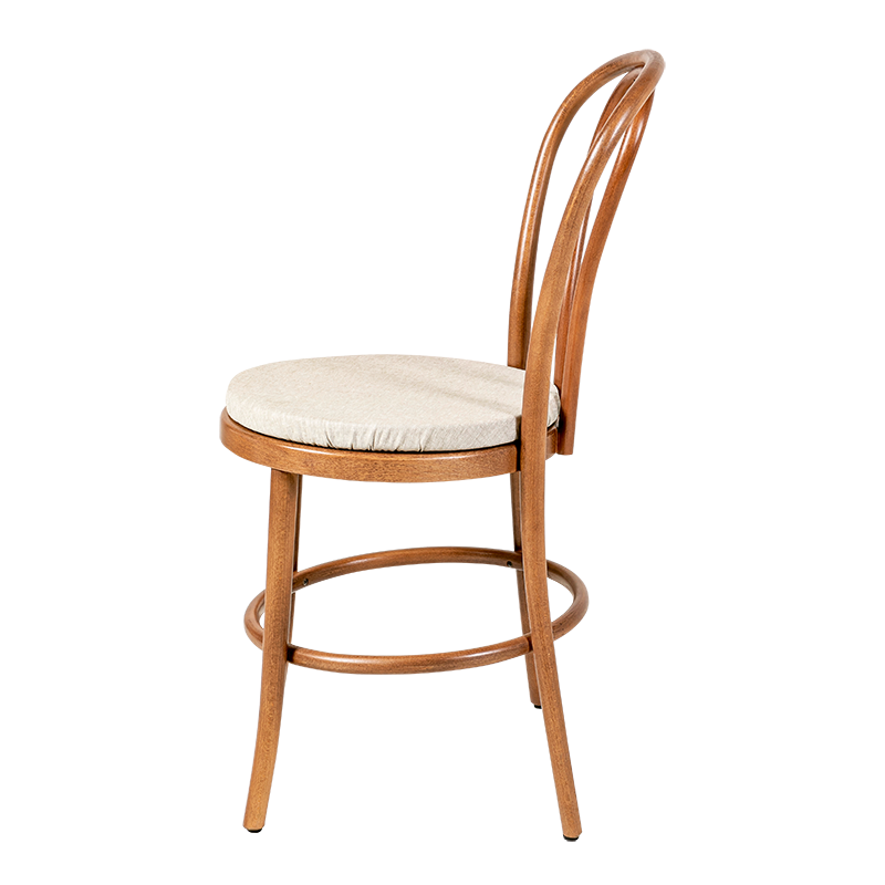 Chaise Bistrot teinte noyer avec galette lin ficelle