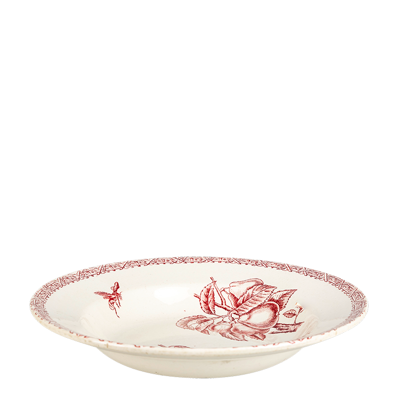 Assiette creuse Vintage rouge rose