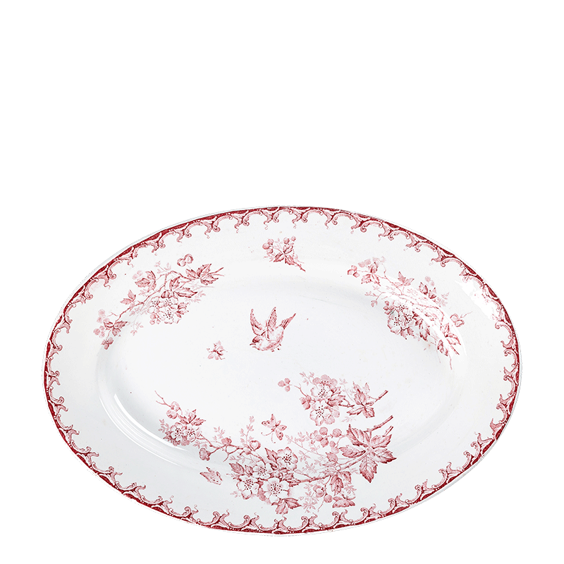 Schale oval rosa und rot Vintage