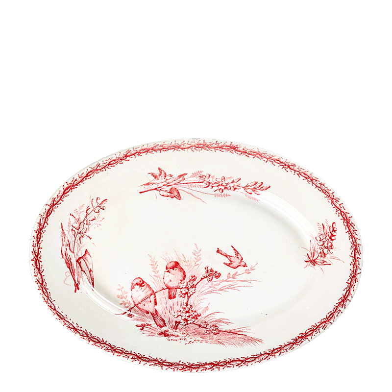 Schale oval rosa und rot Vintage