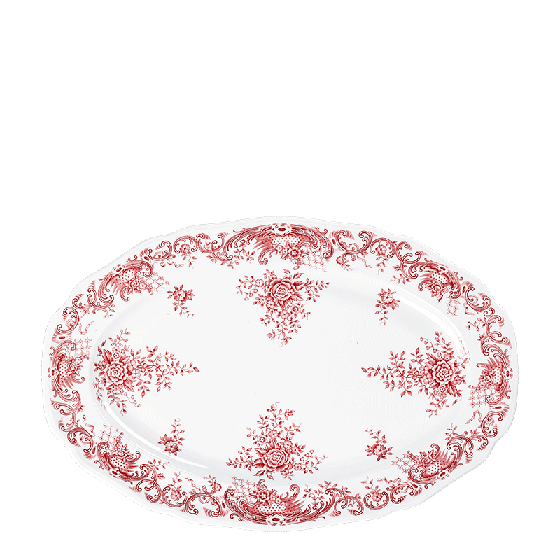 Schale oval rosa und rot Vintage