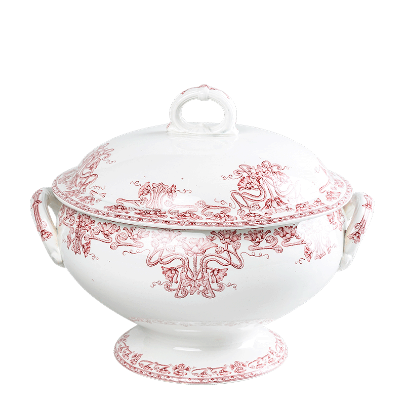 Suppenschüssel rosa und rot Vintage