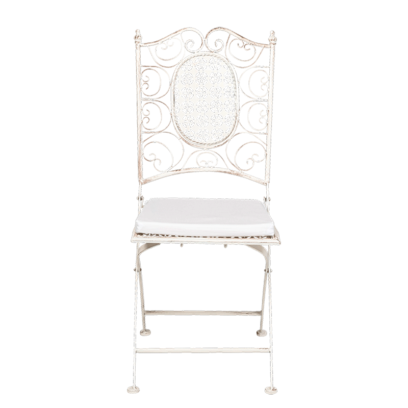 Stuhl Chantilly Gusseisen weiss mit Sitzkissen
