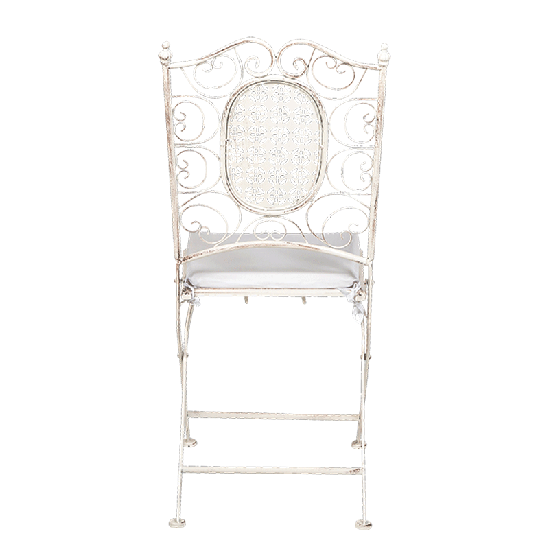 Stuhl Chantilly Gusseisen weiss mit Sitzkissen