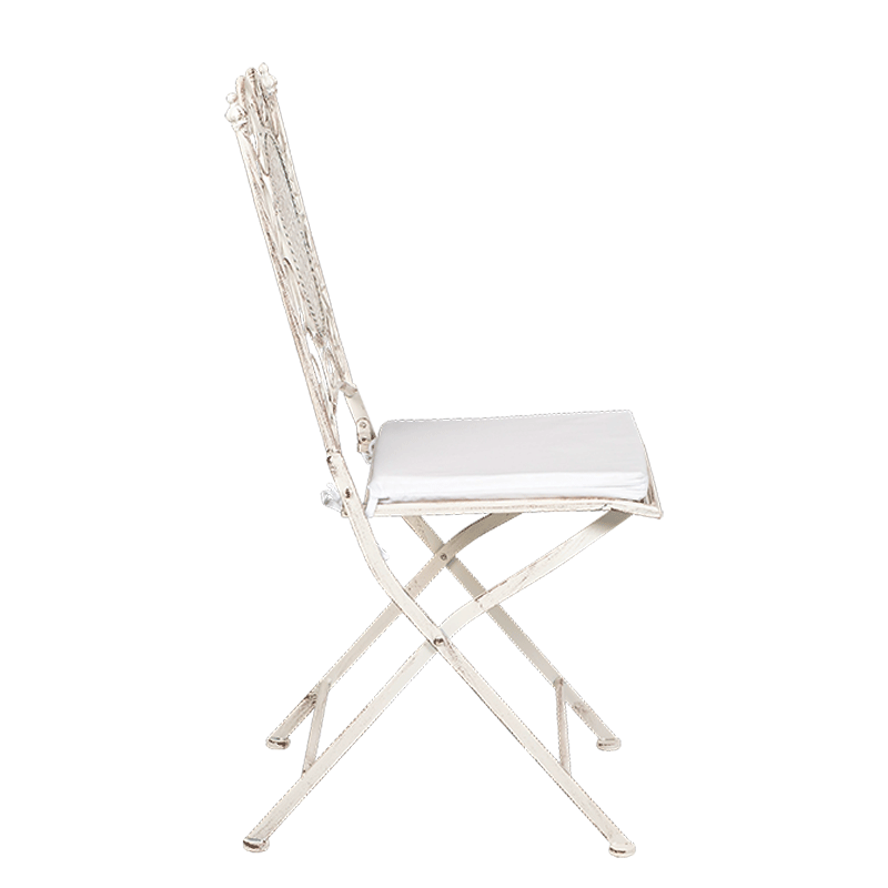 Stuhl Chantilly Gusseisen weiss mit Sitzkissen