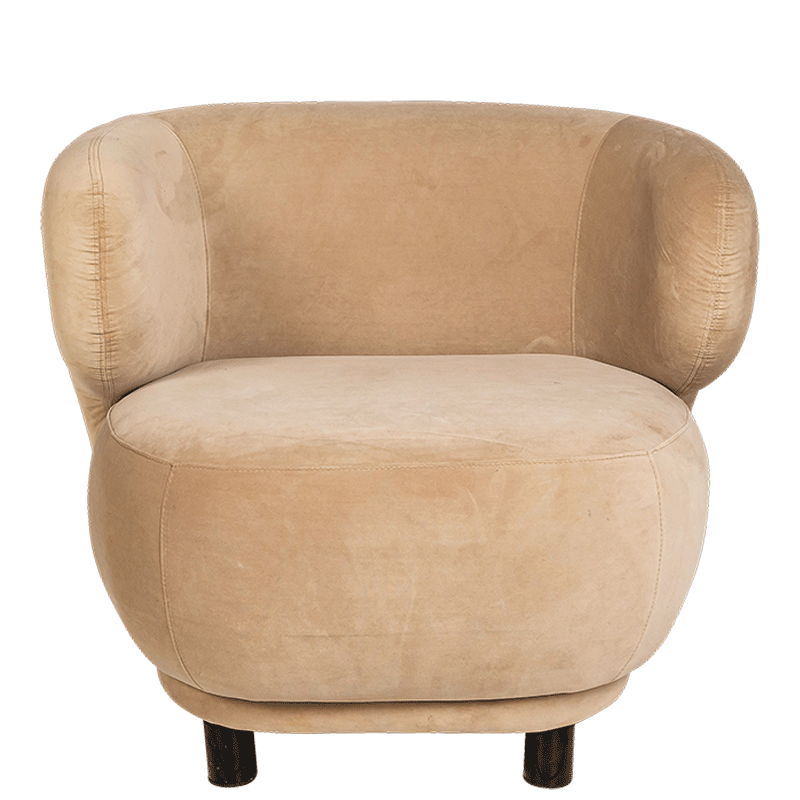 Sessel Elton Samt taupe mit Erhöhung 78 x 90 cm H 80 cm