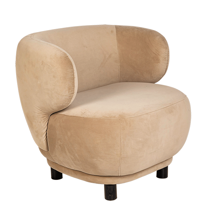 Sessel Elton Samt taupe mit Erhöhung 78 x 90 cm H 80 cm
