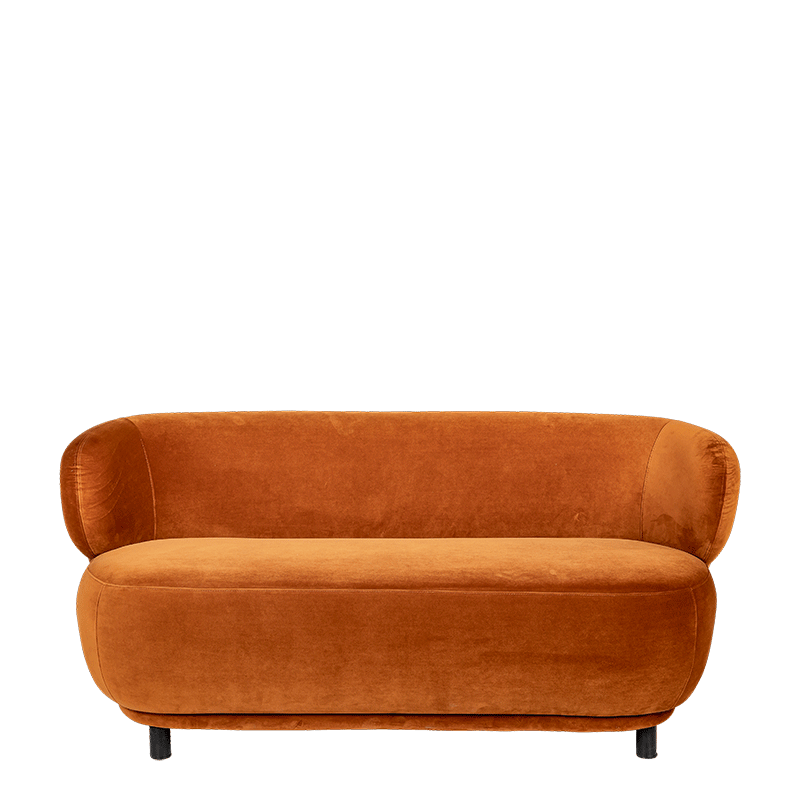 Sofa Elton Samt terrakotta mit Erhöhung 78 x 170 cm H 80 cm