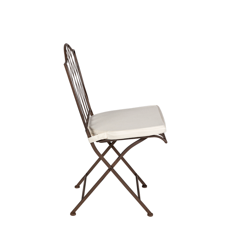 Stuhl aus Schmiedeeisen Florenz mit Sitzkissen Crème