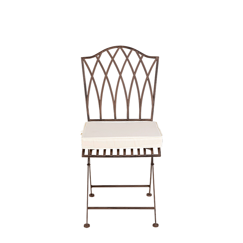 Stuhl aus Schmiedeeisen Florenz mit Sitzkissen Crème