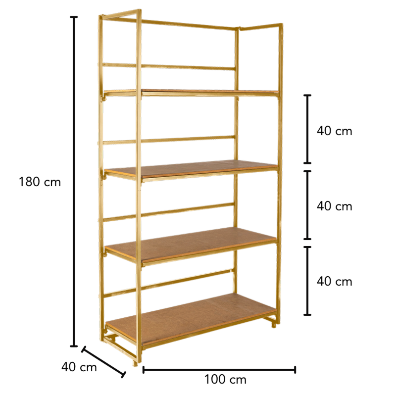 Regal Gold und holzfarben 40 x 100 cm H 180 cm