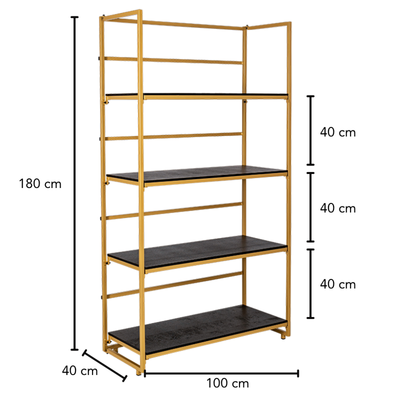 Etagère dorée et noire 40 x 100 cm H 180 cm