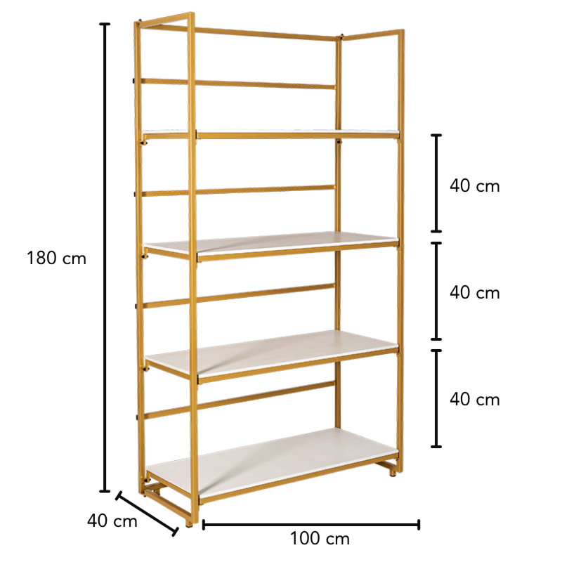 Regal Gold und weiss 40 x 100 cm H 180 cm