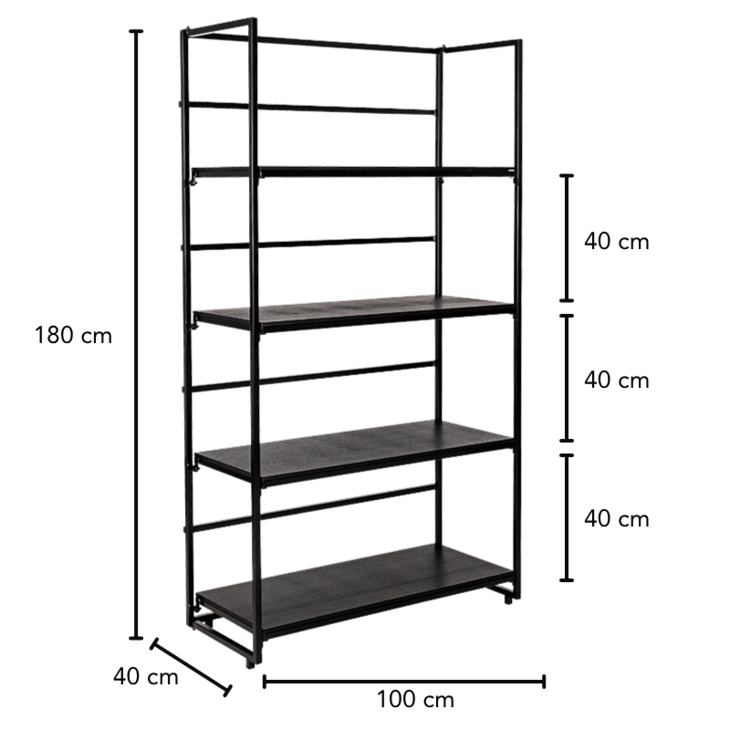 Etagère noire 40 x 100 cm H 180 cm