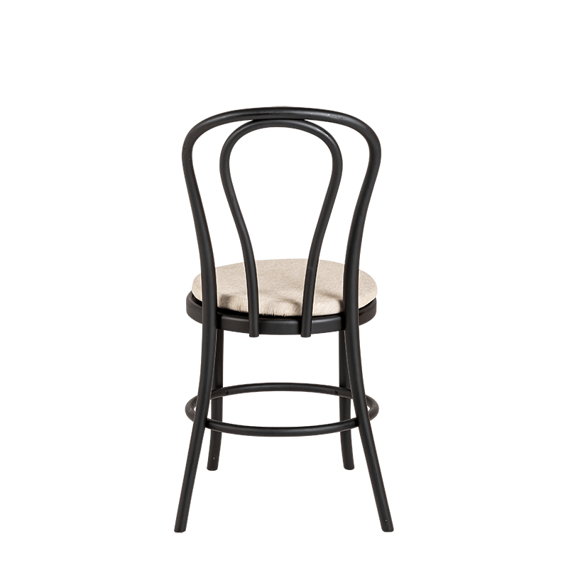 Stuhl Bistro Schwarz mit Sitzkissen Leinen