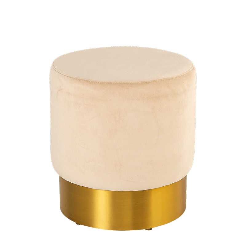 Hocker Belle Epoque Samt beige Ø 40 cm H 42 cm