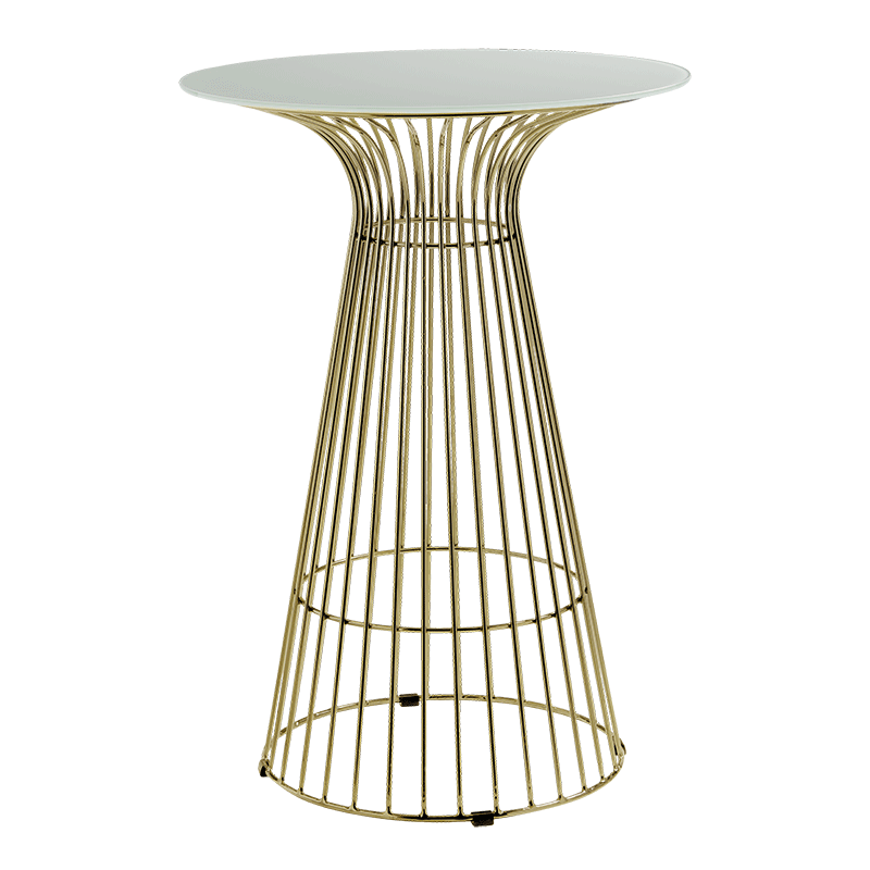 Stehtisch Filo Gold Platte weiss Ø 65 cm H 104 cm