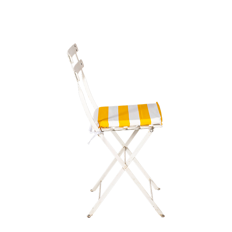 Chaise Trocadéro blanche avec assise rayée jaune