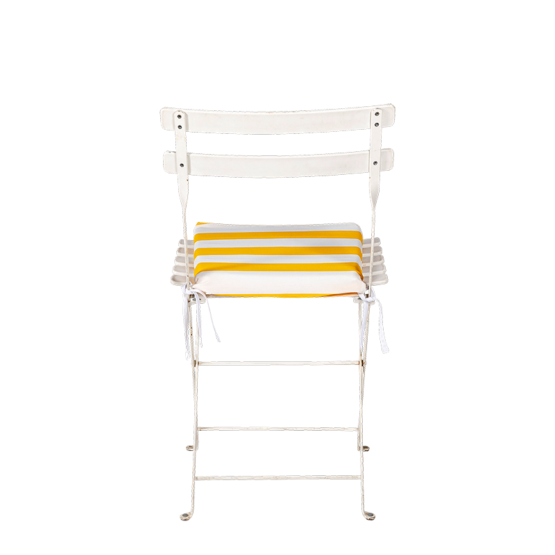 Chaise Trocadéro blanche avec assise rayée jaune